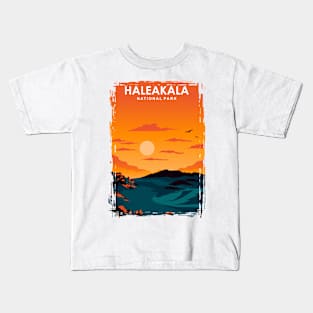 Haleakala national park hawaii travel poster Kids T-Shirt